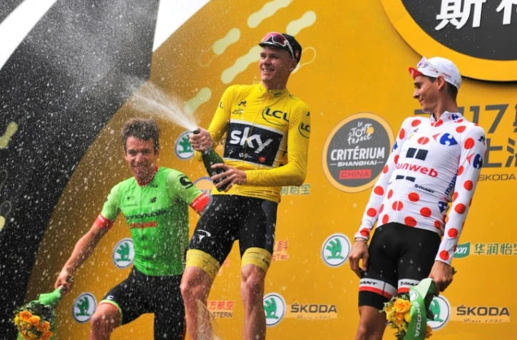 Le "sérial vainqueur" Chris Froome, ici à Shanghai, participera en 2018 au Giro d'Italia, le seul grand Tour cycliste qu'il n'a pas encore gagné