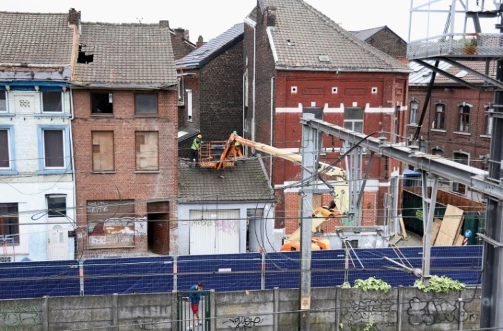 Démolition de la maison de Marc Dutroux, dans la quartier de Marcinelle, à Charleroi, le 7 juin 2022 en Belgique