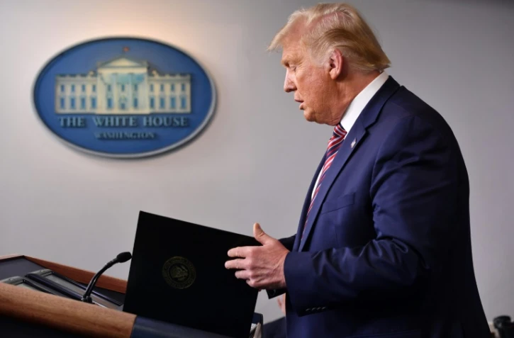 Le président américain
Donald Trump s'exprime lors d'un point presse le 12 août 2020 à Washington