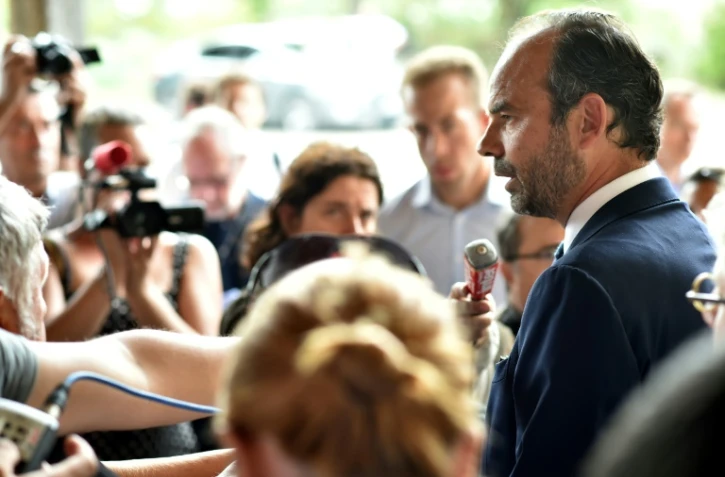 Le Premier ministre Edouard Philippe lors d'un déplacement à Roquelaure, dans le Gers, le 18 août 2017