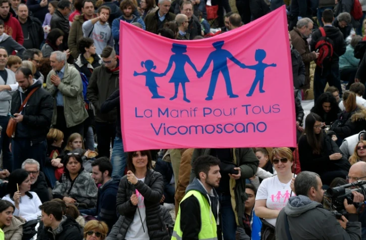 Des milliers de manifestants défilent à Rome pour dénoncer le mariage pour tous, le 30 janvier 2016