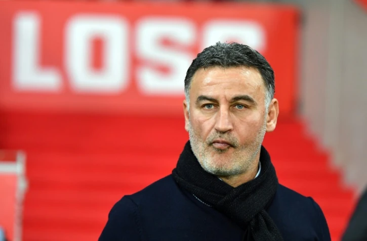 L'entraîneur de Lille Christophe Galtier suit le match contre Monaco au stade Pierre-Mauroy, le 15 mars 2019