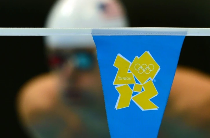 Le logo des JO-2012 lors d'une série de natation, le 1er août 2012 à Londres