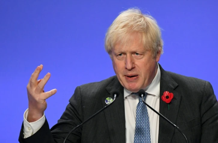 Le Premier ministre britannique Boris Johnson lors d'un discours à la COP26, le 10 novembre 2021 à Glasgow