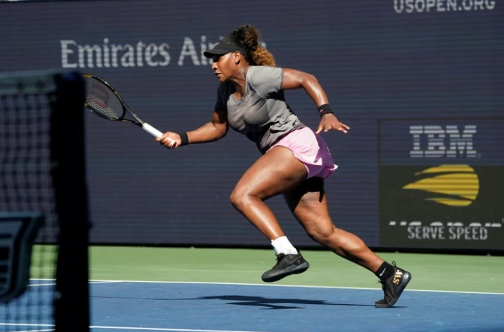 L'Américaine Serena Williams, lauréate de 23 Grands Chelems, à l'entraînement sur les courts de l'US Open à New York le 25 août. 