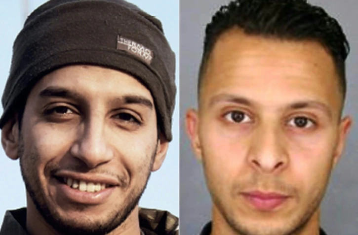 Montage fait le 26 décembre 2015 de photos non datées de Abdelhamid Abaaoud (g) et d'Abdeslam Salah (d)