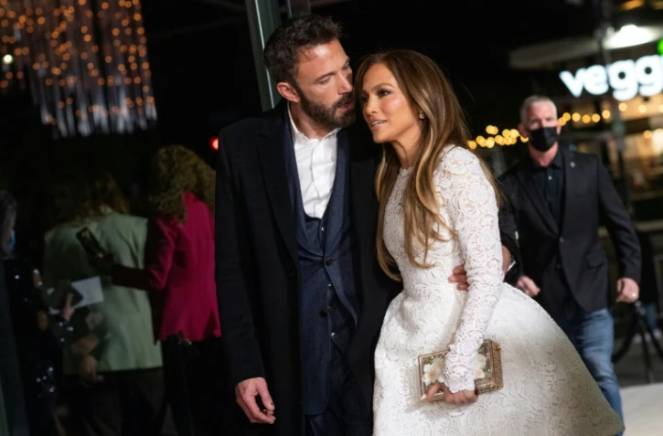 Ben Affleck et Jennifer Lopez lors d'une projection de "Marry Me" le 8 février 2022 à Los Angeles