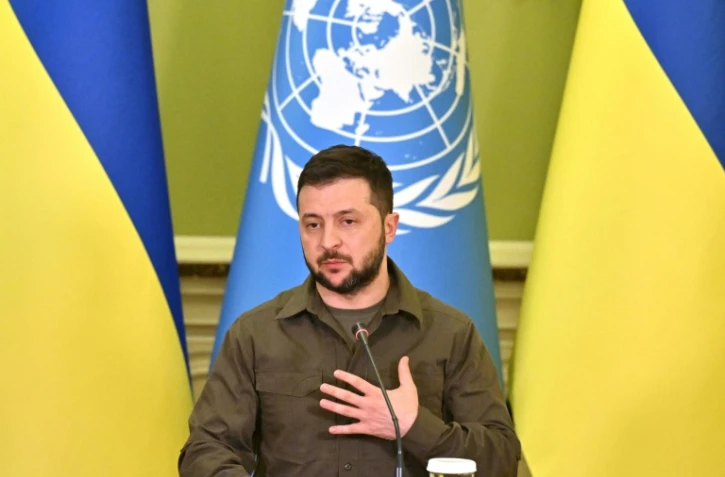 Le président ukrainien Volodymyr Zelensky, à Kiev le 28 avril 2022 