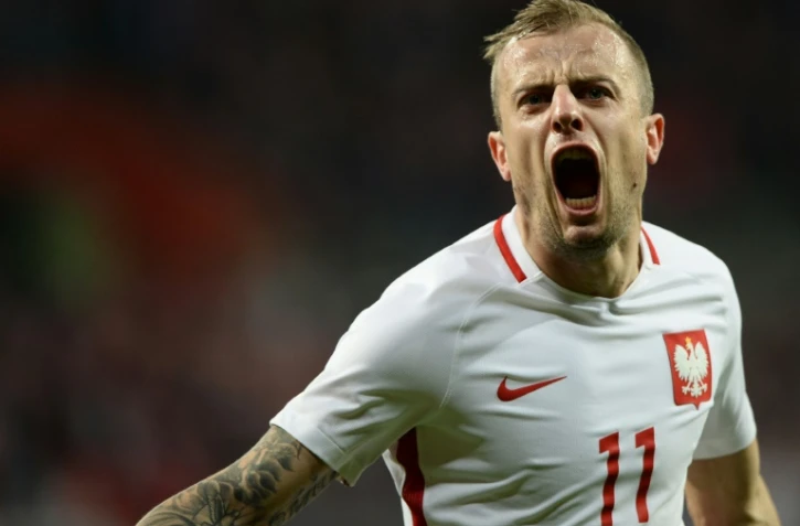 Le Polonais Kamil Grosicki buteur lors du match amical contre la Finlande, le 26 mars 2016 à Wroclaw 