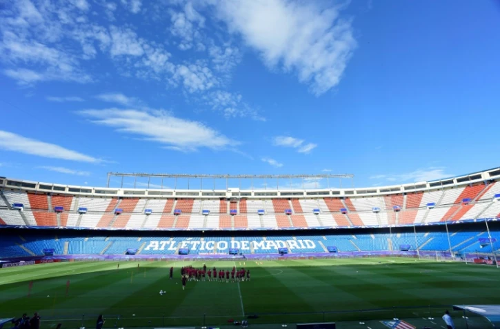 Les joueurs de l'Atletico Madrid lors d'un entraînement le 9 mai 2017 au stade Vicente Calderon à la veille de leur demi-finale retour de Ligue des champions face au Real