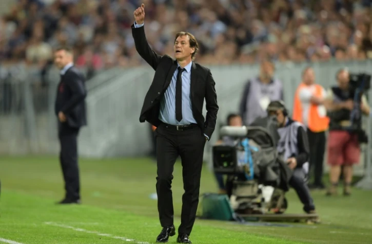 L'entraîneur de Marseille Rudi Garcia donne des instructions face à Bordeaux au Matmut Atlantique, le 14 mai 2017