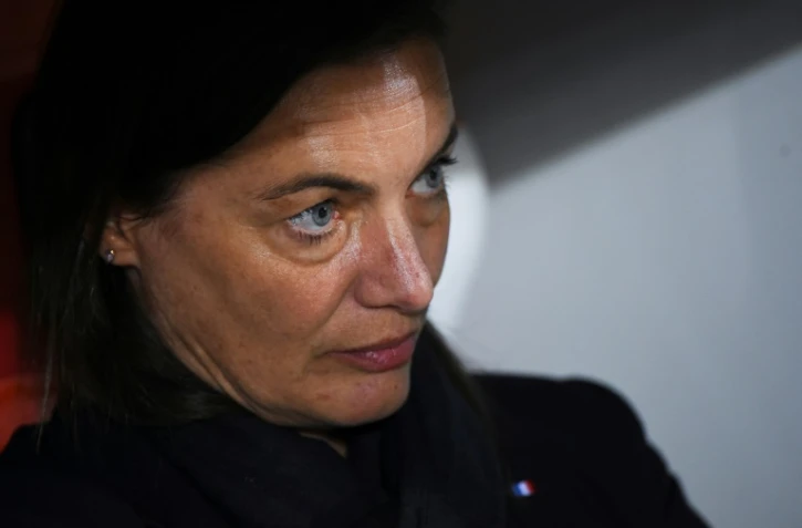 La sélectionneuse des Bleues, Corine Diacre, avant le coup d'envoi du match amical face à l'Islande, à Nîmes, le 4 octobre 2019