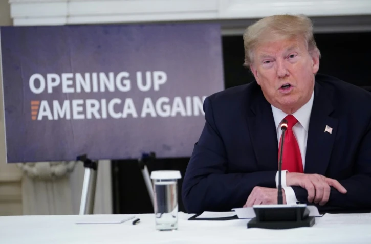 Donald Trump lors d'une table ronde avec des dirigeants d'entreprises le 29 mai 2020 Ă la Maison blanche