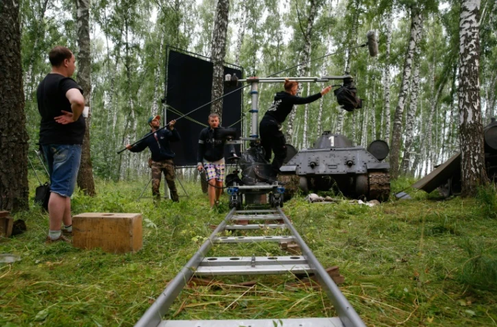 Tournage du film "Rencontrer Staline" à Voskressensk, près de Moscou, le 28 juillet 2017
