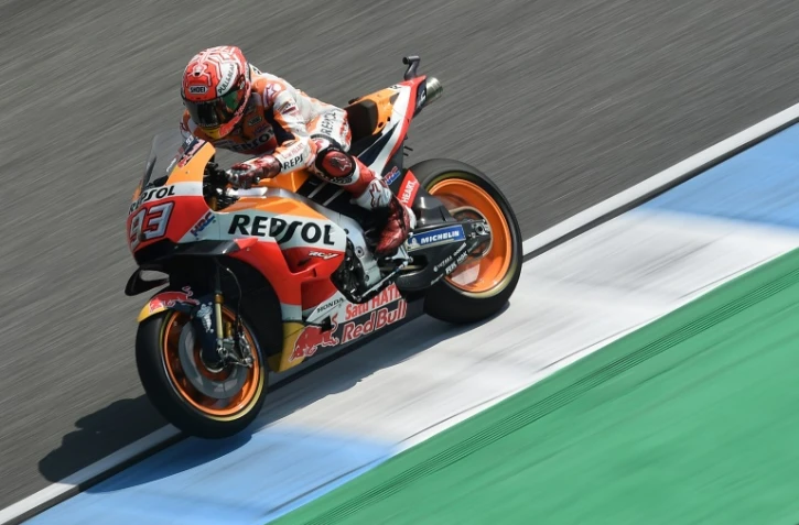 L'Espagnol Marc Marquez (Honda) lors du GP de Thaïlande, catégorie MotoGP, le 7 octobre 2018 sur le circuit de Buriram 