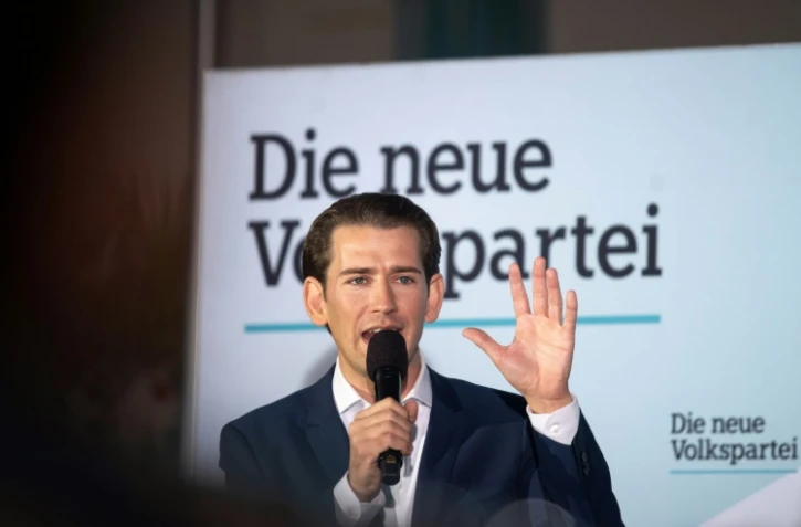 Le dirigeant du parti conservateur autrichien (ÖVP) Sebastian Kurz lors d'une réunion publique à Baden (Autriche) le 19 septembre 2019