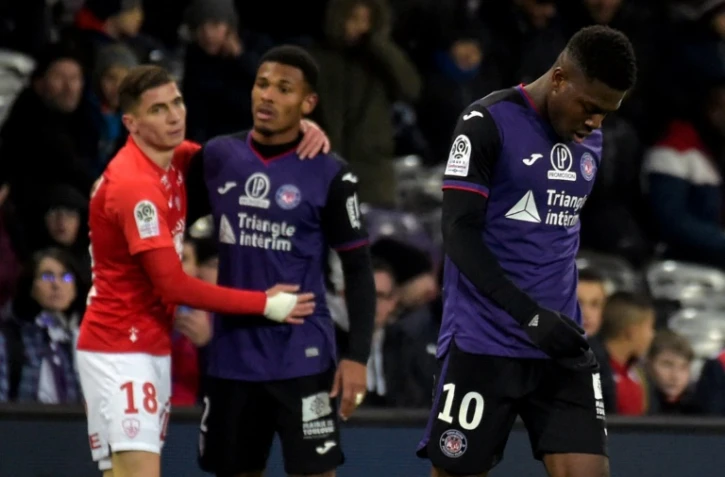 Les joueurs toulousains dépités, à l'issue de leur revers à domicile devant Brest, le 11 janvier 2020 au Stadium 