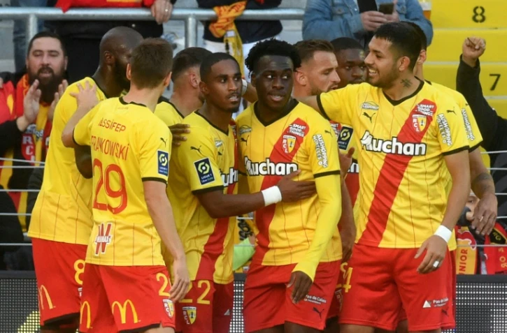 La joie des Lensois après un but contre Metz, le 24 octobre 2021 à Lens 