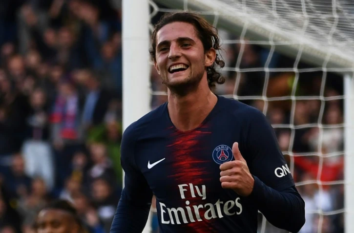 Le milieu de terrain du Paris SG Adrien Rabiotbuteur lors de la réception d'Amiens le 20 octobre 2018