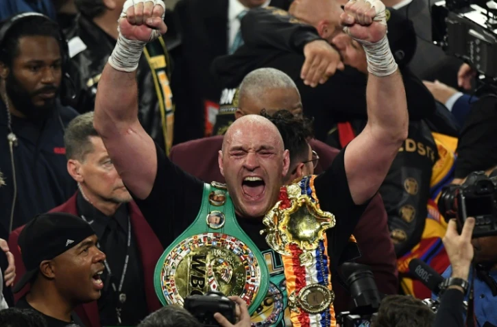 Le boxeur britannique Tyson Fury remporte le combat contre son rival américain Deontay Wilder en 7 rounds, le 22 février 2020 à Las Vegas