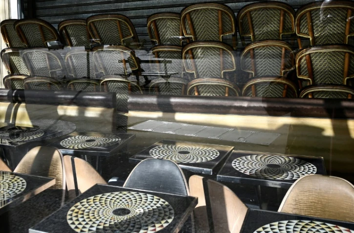 Terrasse de café fermée à Paris le 15 mars 2020 à la demande du gouvernement pour limiter la propagation du coronaviorus