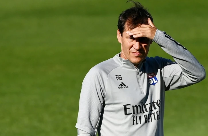 Rudi Garcia, l'entraîneur de Lyon, au stade du Restelo à Lisbonne le 16 août 2020.