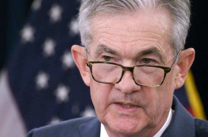 Le président de la Banque centrale américaine Jerome Powell parle lors d'une conférence de presse, le 31 juillet 2019 à Washington.