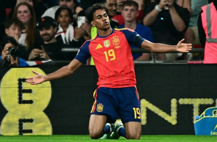 Lamine Yamal, auteur de l'ouverture du score pour l'Espagne face Ă l'Angleterre, le 26 septembre 2026 Ă Wembley