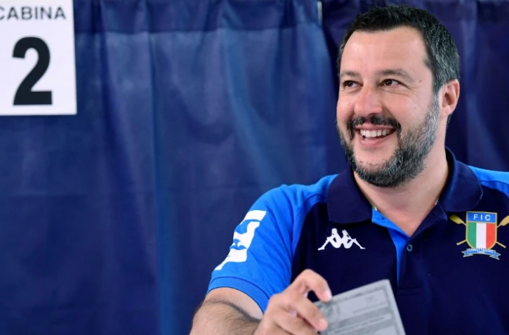 Matteo Salvini vote Ă Milan, le 26 mai 2019