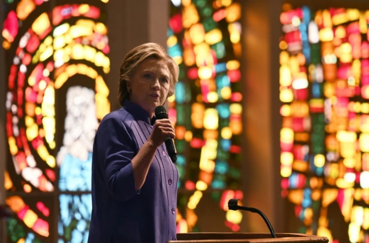 La candidate démocrate à la Maison Blanche Hillary Clinton s'exprime durant un office à Fort Lauderdale, Floride, le 30 octobre 2016