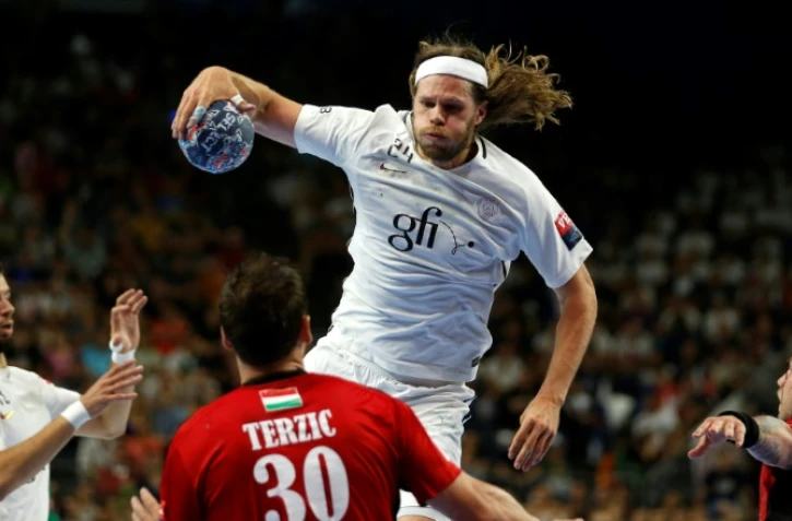La star danoise du PSG Mikkel Hansen lors du match contre les les Hongrois de Veszprém, le 3 juin 2017 
