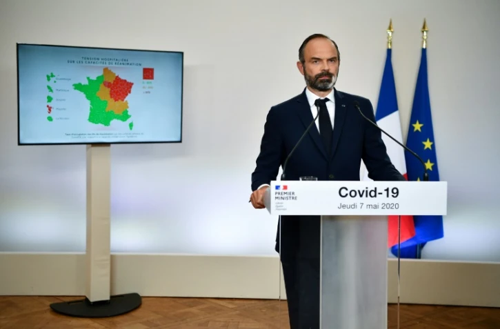 Édouard Philippe lors d'une conférence de presse à Matignon le 7 mai 2020 à Paris