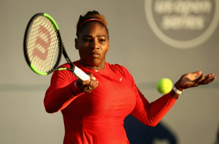 L'Américaine Serena Williams face à la Britannique Johanna Konta lors du 1er tour du tournoi de San José, le 31 juillet 2018