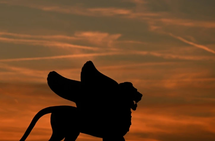 Un lion ailé, symbole de la Mostra de Venise, le 5 septembre 2023 sur le Lido de Venise