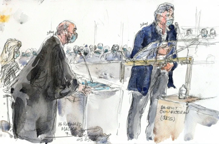 Le directeur de la publication de Charlie Hebdo, Riss, lors d'une audience au tribunal de Paris le 9 septembre 2020