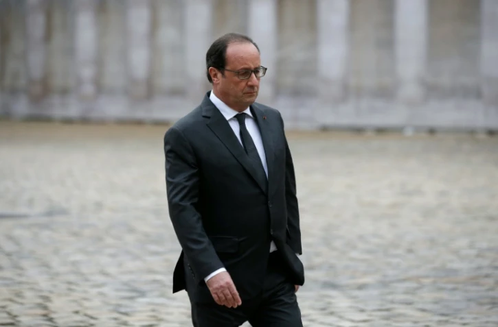 Le président François Hollande à l'Hôtel des Invalides lors d'une cérémonie militaire, le 19 novembre 2015