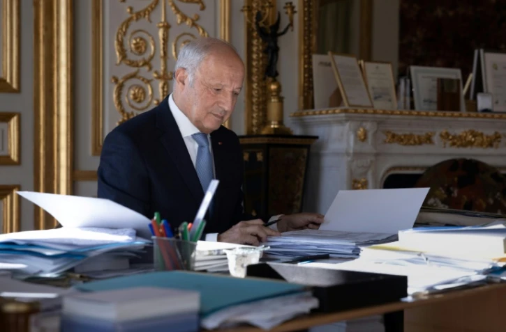 Le président du Conseil constitutionnel, Laurent Fabius, dans son bureau, le 19 octobre 2023 à Paris
