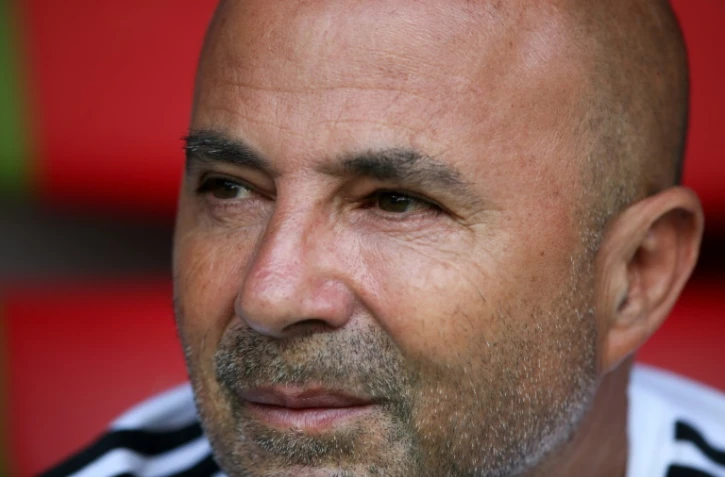 Le sélectionneur de l'Argentine Jorge Sampaoli pendant le match perdu face à la France à Kazan en 8e de finale du Mondial le 30 juin 2018