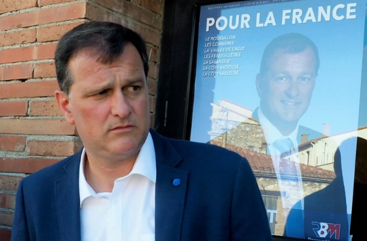 Le député FN Louis Aliot, le 7 juin 2017 à Saint-Laurent-de-la-Salanque dans les Pyrénées-Orientales