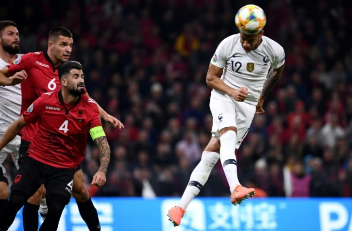 Corentin Tolisso ouvre le score pour les Bleus face à l'Albanie, le 17 novembre 2019 à Tirana
