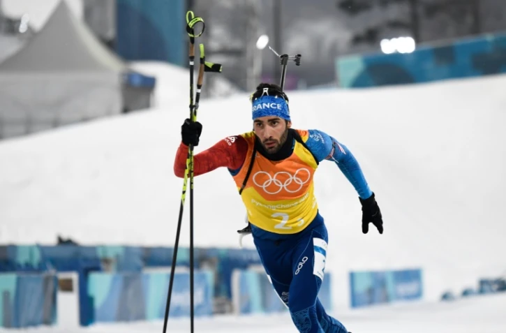 Martin Fourcade lors du relais 4x7,5 km du biathlon, à Pyeongchang, le 23 février 2018 