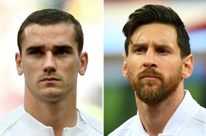Portraits d'Antoine Griezmann le Français (g) et de Lionel Messi l'Argentin dans un photomontage réalisé le 28 juin 2018 
