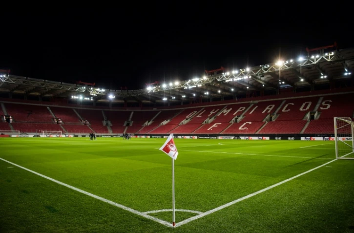 Le stade Karaiskakis vide, le 12 mars, au Pirée en Grèce, avant le match à huis clos entre l'Olympiakos et Wolverhampton en Ligue Europa