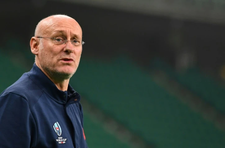 Le président de la Fédération française de rugby (FFR), Bernard Laporte, à Oita au Japon, le 18 octobre 2019