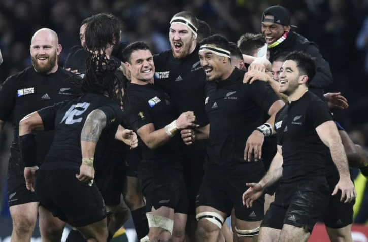 La joie des All Blacks, vainqueurs de l'Australie en finale du Mondial, le 31 octobre 2015 à Twickenham
