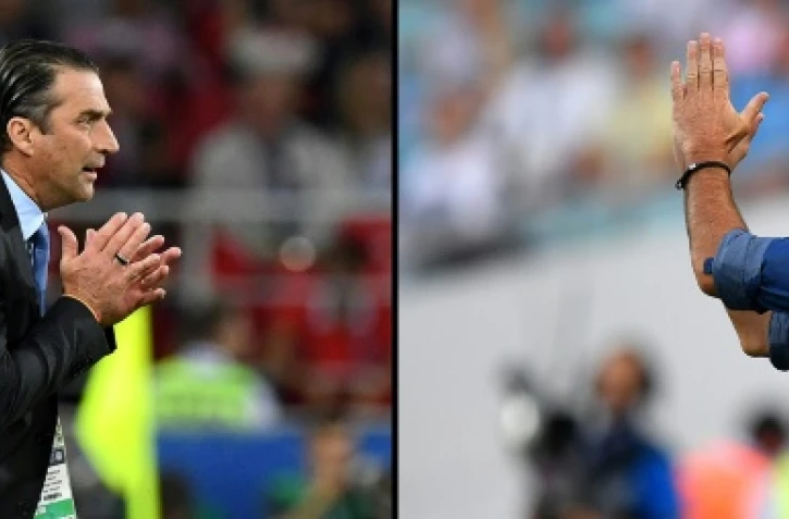 Photo montage de l'entraîneur du Chili Juan Antonio Pizzi (g) et de l'Allemagne Joachim Löw, le 30 juin 2017 à Saint-Pétersbourg