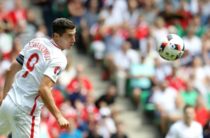 Robert Lewandowski lors du match Pologne/Suisse le 25 juin 2016 Ă Saint-Etienne