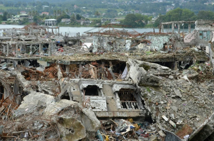 Vue général de Marawi le 25 octobre 2017 trois jours après sa reprise par l'armée philippine