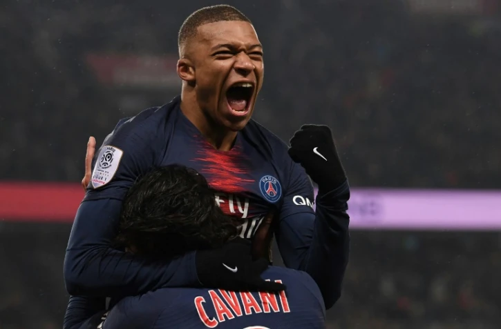 Le joueur du PSG Kylian Mbappé auteur d'un triplé lors de la victoire à domicile 9-0 face à Guingamp en 21e journée de L1 le 19 janvier 2019