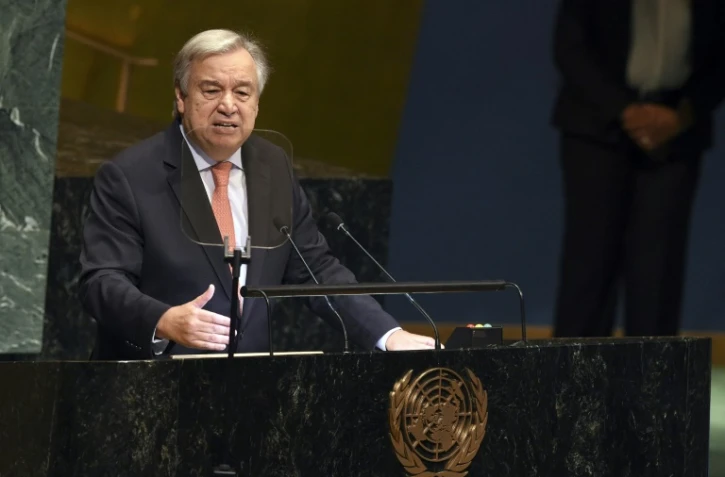Le secrétaire général de l'ONU Antonio Guterres à l'ouverture de l'Assemblée générale annuelle de l'organisation, à New York le 25 septembre 2018